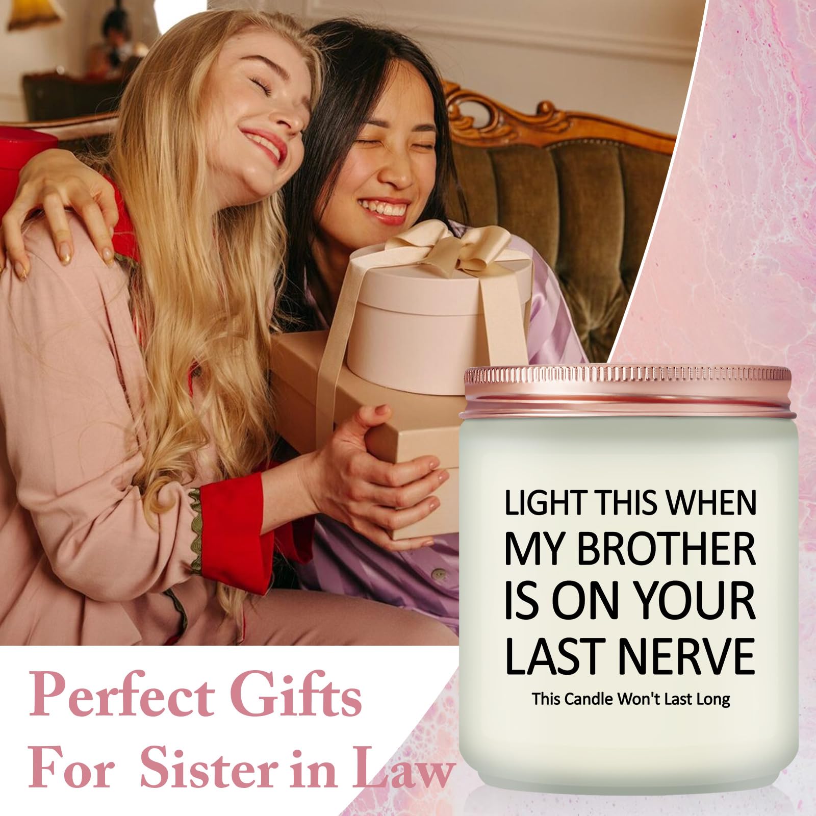 Volufia Sister in Law Gifts - Mothers Day, Christmas, Birthday, Wedding Gifts for Sister in Law - Lavender Scented Candles