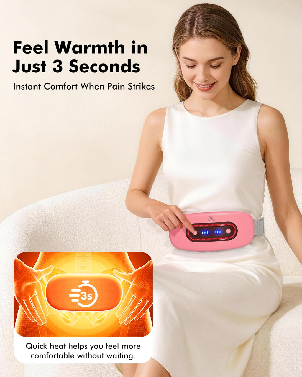 Electric Heating Pad, Portable Cordless Menstrual Heating Pad with 4 Heat Levels and 4 Massage Modes, Fast Large Heating Belly Wrap Belt for Cramps, Back Pain Relief Gifts for Women Girls Her (Pink)