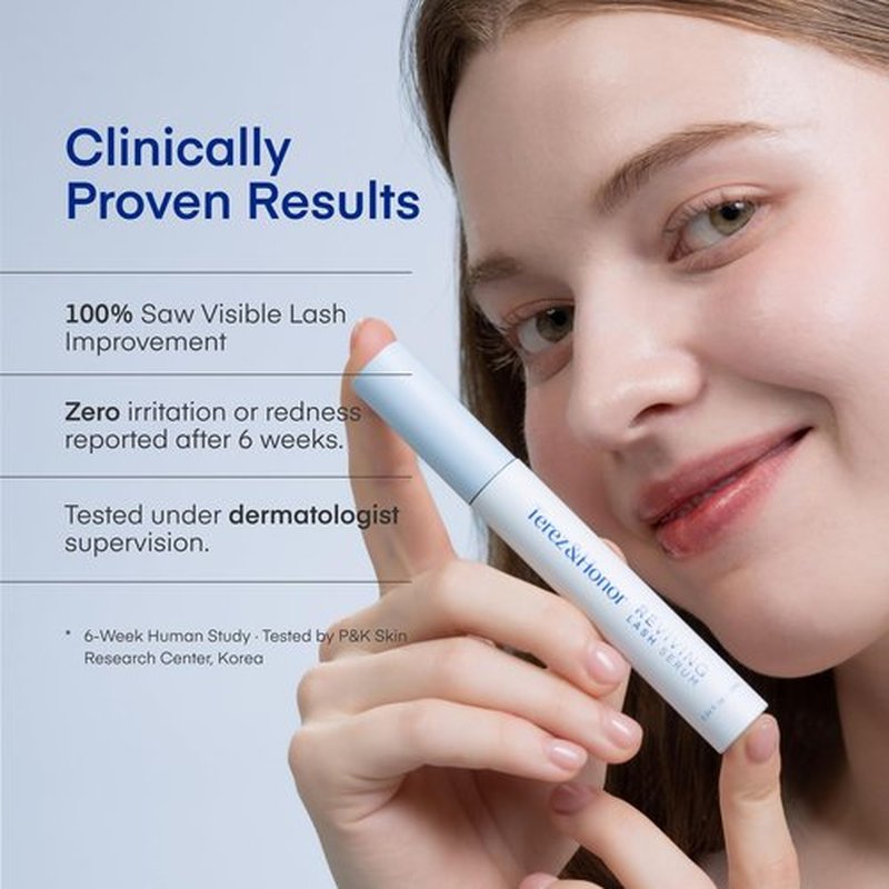 Terez & Honor REviving Lash Serum - Korean Vegan PDRN Lash Growth Serum for Longer, Fuller, Healthier Lashes - Peptide & Biotin Lash Conditioner for Root Strengthening - Clean, Gentle, Made in Korea