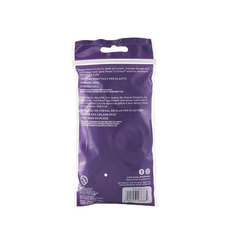 Goody Ouchless Hair Bands - No-Metal, Gentle Hold, Black - 70 Count Pack