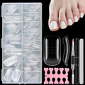 Fcozpjk 300PCS Toenail Extension Dual Form for Poly Gel, Full Cover Square French Tips Reusable Molds for Pedicure Nail Art Builder Tools with Brush Nail File Separators Salon Supplies