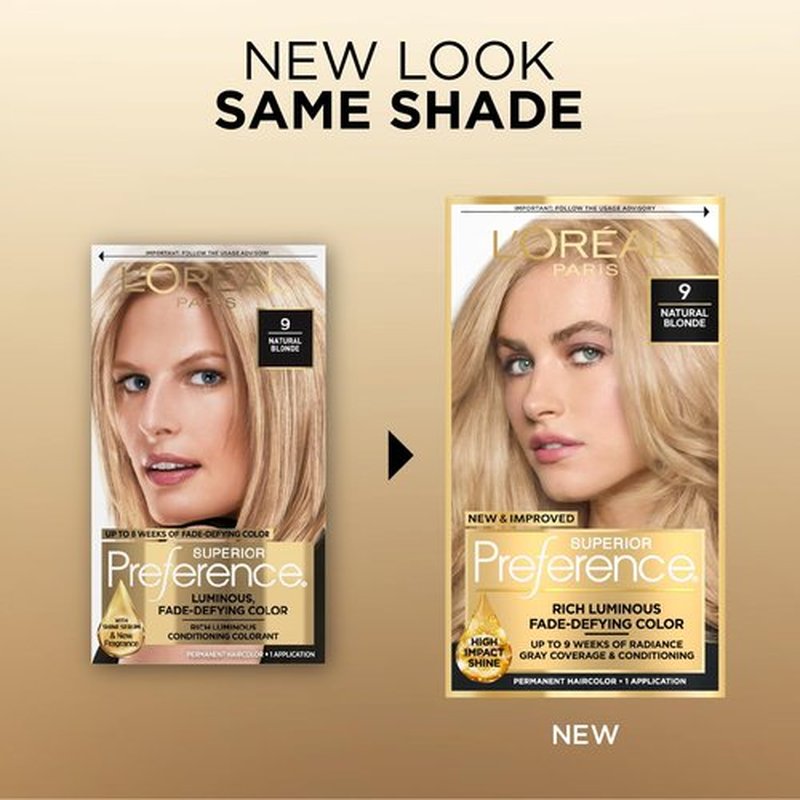 L'Oreal Paris Hair Color - Superior Preference Luminous Fade-Defying Permanent Dye | Natural Blonde 9.1, 9 Weeks of Radiance