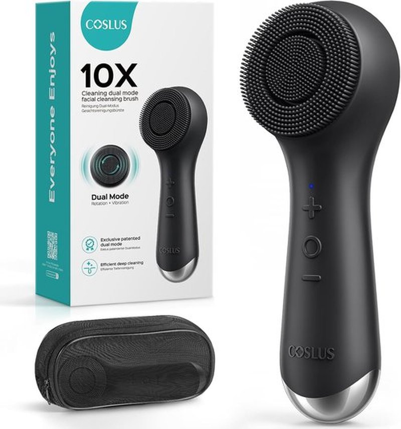 COSLUS FBS03 Facial Cleansing Brush - 2-in-1 Spin & Vibration Silicone Exfoliator | Waterproof Electric Scrubber for All Skin Types