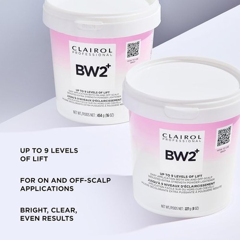 Clairol Professional BW2+ Powder Lightener - Extra Strength for Up to 9 Levels of Lift