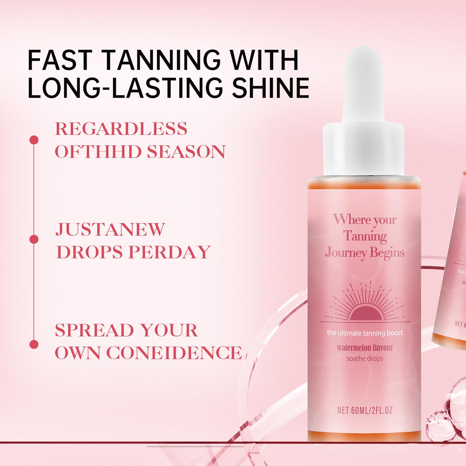Sunless Tanning Drops to Drink, 2PCS Natural Sunless Tanning Drops for Face & Body, Enhancing Your Natural Skin Tone, Easy to Use for All Skin Types