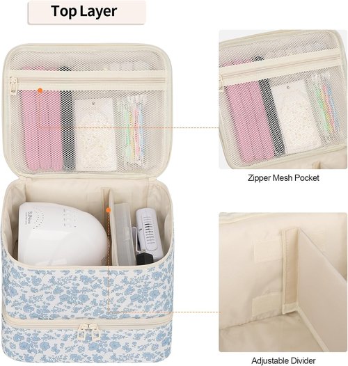 Skiennix Nail Polish Organizer Bag - Holds 30+ Bottles | UV Nail Lamp & Gel Polish Travel Storage