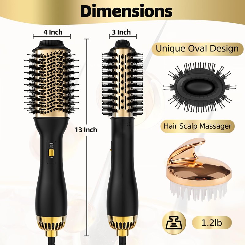 Yucafy 4-in-1 Hot Air Brush with Oval Barrel - Salon-Grade Styling Tool for All Hair Types
