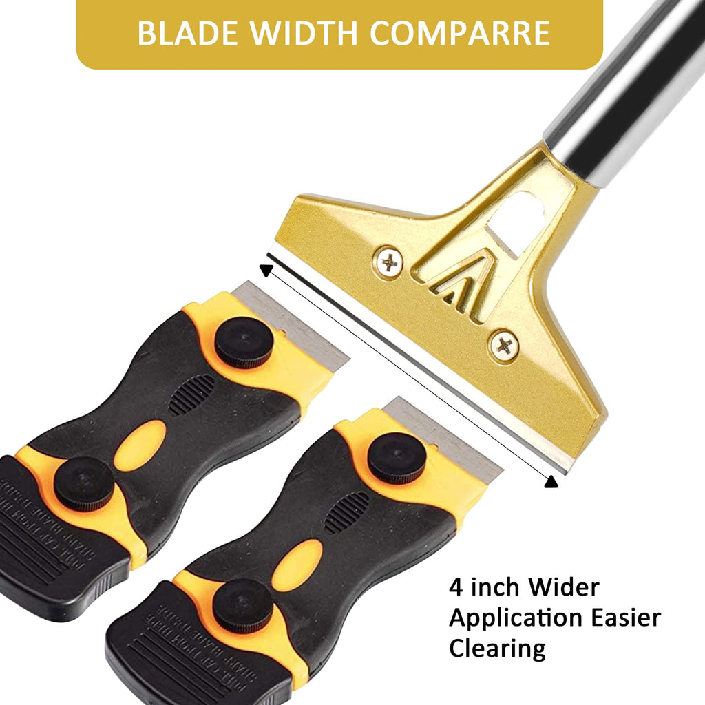 wanguan Razor Blade Scraper,Floor Scraper Tool with 20PCS Extra Blades,Paint Scraper Ideal for Cleaning Stove Top,Windows,Glass,Tiles,Wall,Labels.(4 in,Metal)