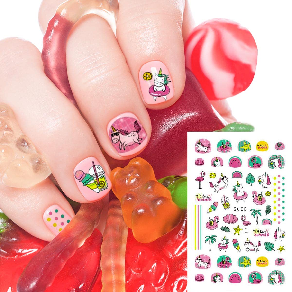 VIWIEU Small Unicorn Nail Stickers and Decals for Kids Little Girls 12 Sheets Birthday Party Favors, 600+ Cute Toddler Tiny Fingernail Wraps, Easter Basket Filler, Christmas Holiday Gift
