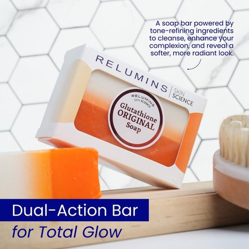 Relumins Glutathione Soap Bars – Deep Cleansing & Hydrating Soap for Smooth, Refreshed Skin – Gentle Exfoliating Formula for Face & Body – 5 x 150g Bars