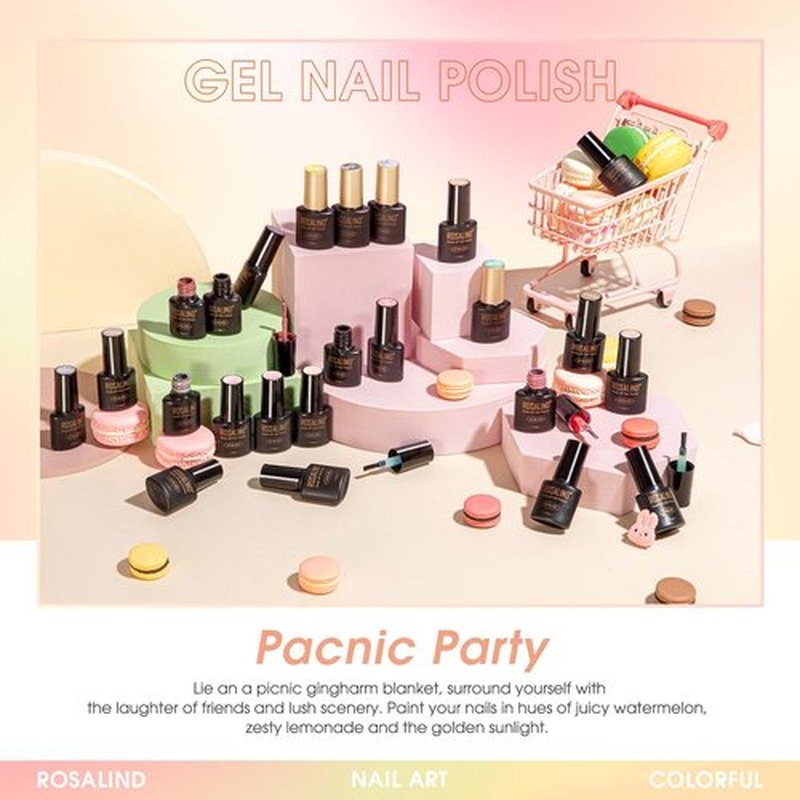 ROSALIND 24pcs Jelly Gel Polish Set, 20 Colors Neutral Pink Nude Sheer White Color Soak Off UV Gel Set with Base Glossy Matte Glitter Top Coat DIY Manicure Gifts