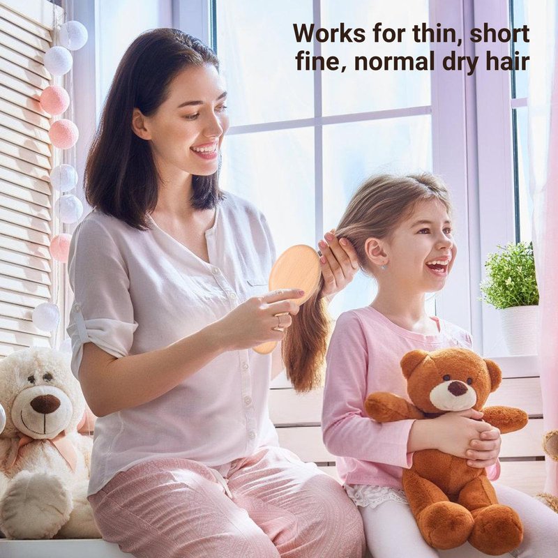 URTHEONE 2 Pack 100% Pure Boar Bristle Hair Brush - Mini Travel Size Wooden Brushes, for Natural Shine & Frizz Control, Portable Pocket Hairbrushes for Purse, Car, Office, Women Men Kids