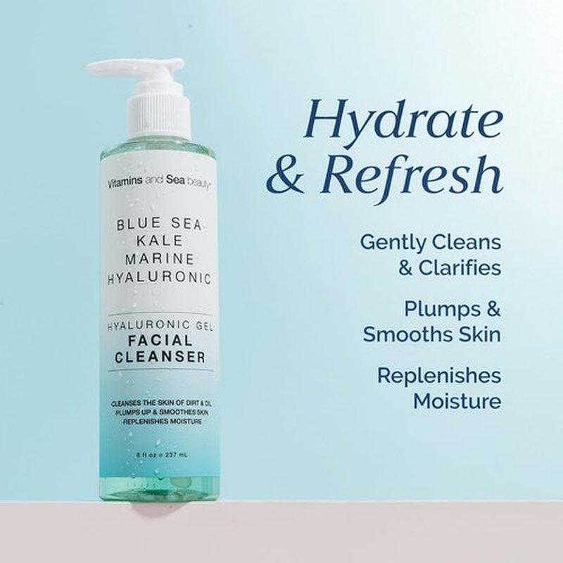Regine Switzerland Hyaluronic Gel Facial Cleanser - Hydrating & Clarifying with Blue Sea Kale, 8 fl oz
