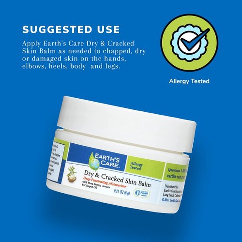 Earth's Care Dry and Cracked Skin Balm, Allergy-Tested, No Parabens, Colors or Fragrances, 0.21 OZ Trial Size