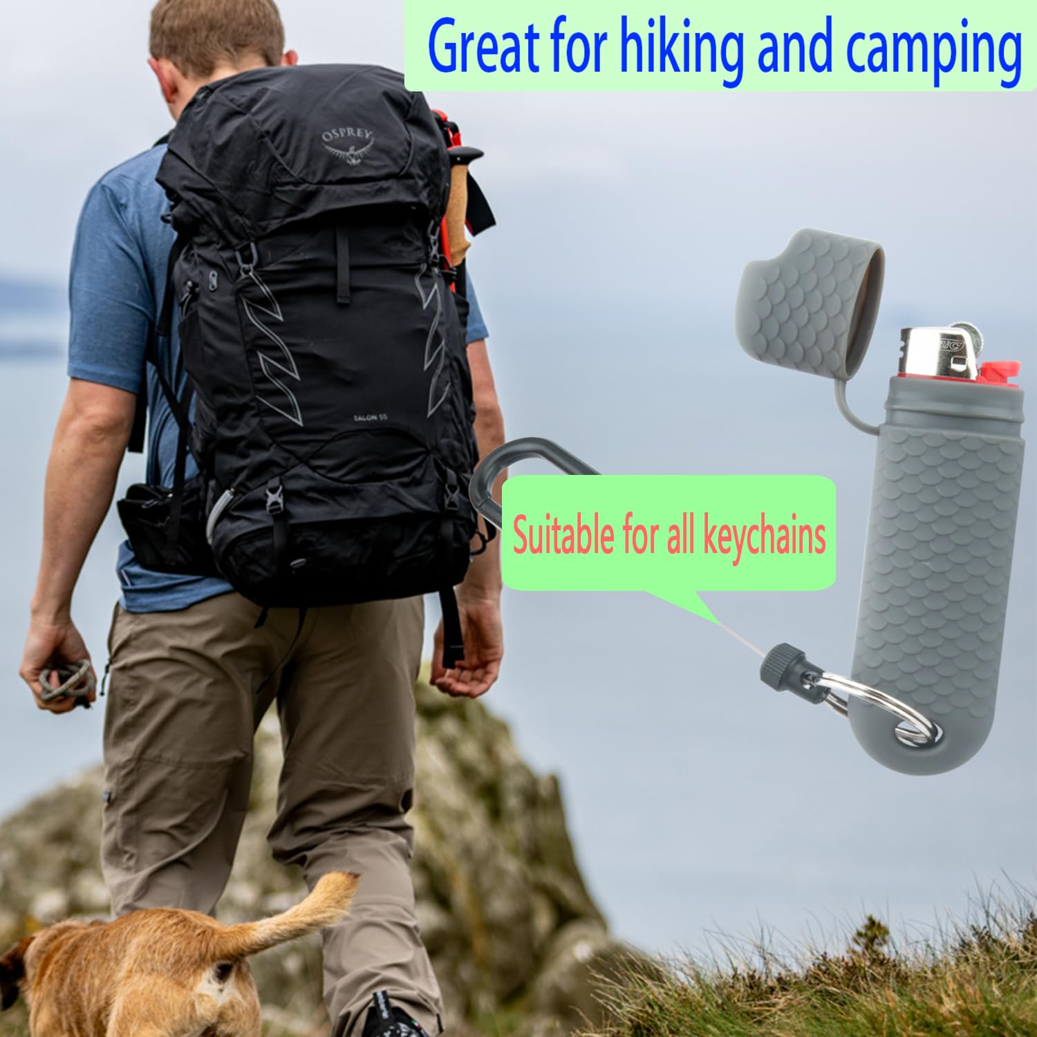 2 Pcs Waterproof Lighter Case Cover Holder for BIC Regular Lighters Sleeve Type J6 Outdoor Survival Multipurpose Seal Lighter Pouchfor Hiking and Camping (Gray)