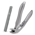 Angled Head Large Toenails Clippers for Seniors, Nail Clipper for Thick Toenails and Fingernails, Nail Cutter with Catcher, Nano Glass Nail Buffer, Gifts for Stocking Stuffers Men Women