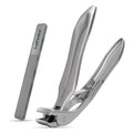 Angled Head Large Toenails Clippers for Seniors, Nail Clipper for Thick Toenails and Fingernails, Nail Cutter with Catcher, Nano Glass Nail Buffer, Gifts for Stocking Stuffers Men Women