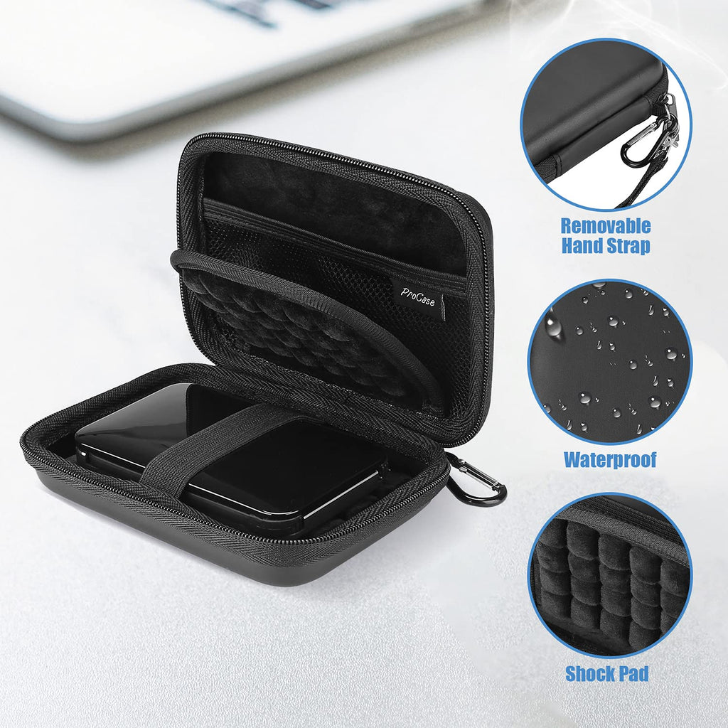 ProCase External Hard Drive Travel Case for 2.5" HDD/SSD -Black
