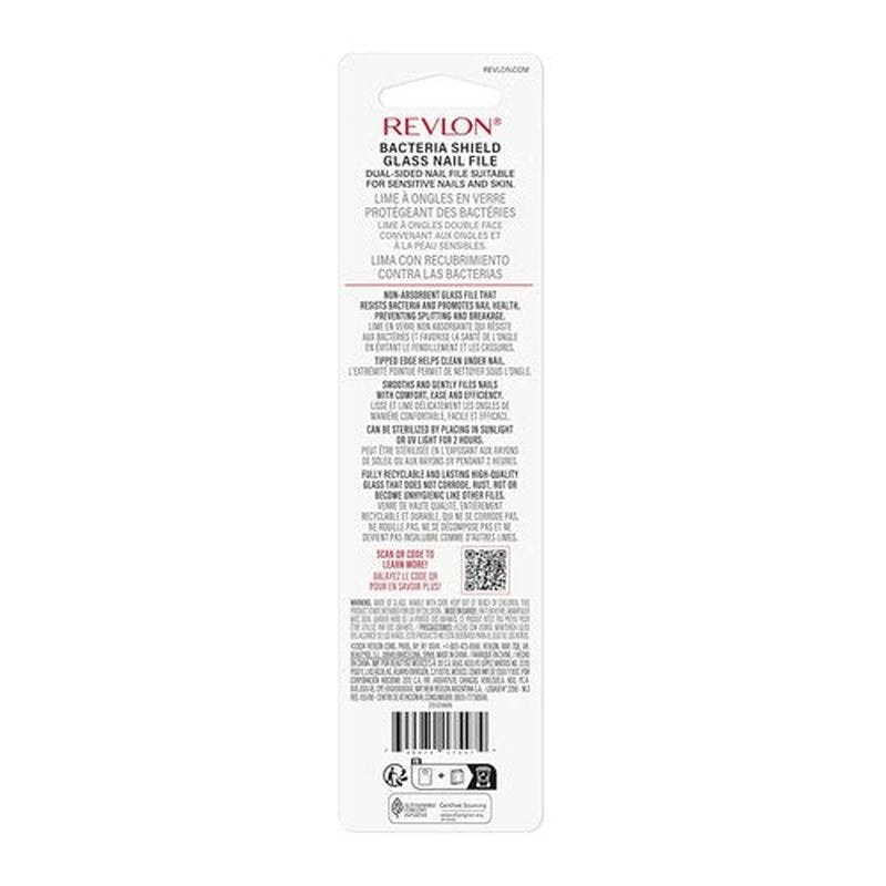 Revlon Glass Nail File - Self-Cleaning Manicure Tool with Bacteria Shield Technology | 1 Count
