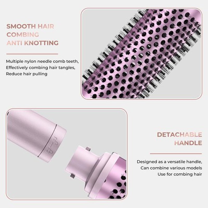 Thermal Brush,5 Temps LCD Display Ceramic Tourmaline Heated Styling Brush Set - 3-in-1 Detachable Barrels (1.25/1.5/1.75 Inch),Heater for Versatile Hair Styling Curling Tongs（Purple）