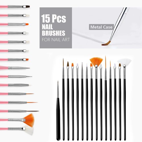 Nail Stand for Press Ons, 15Pcs Nail Art Brushes, 5Pcs Dual-Ended Nail Dotting & Sculpture Pens, Nail Stand DIY, Nail Holder for Painting Nails with 96Pcs Reusable Putty, Nail Art Tools