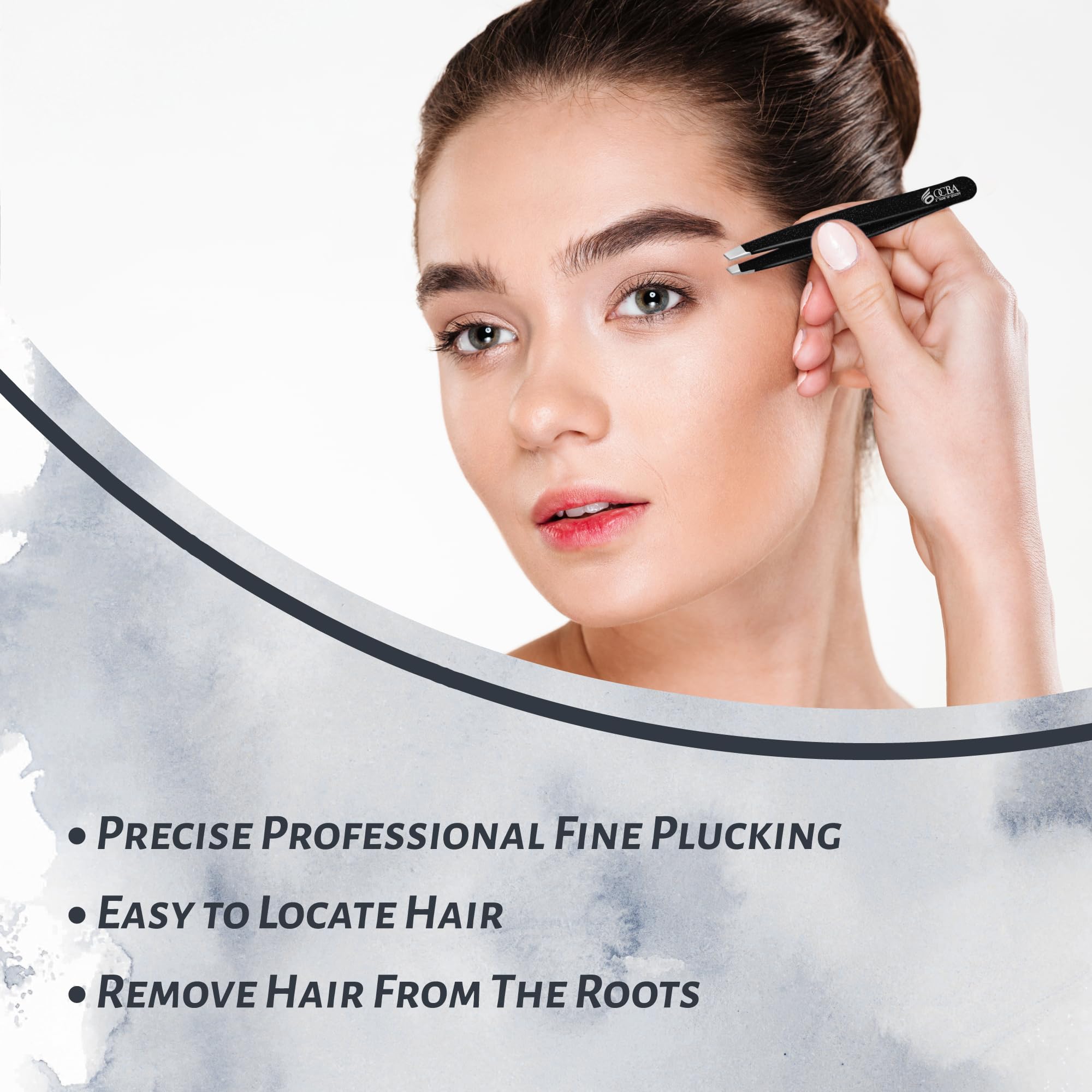 OCBA 1 Pcs Tweezers for Facial Hair Women & Men for Precise Grooming of Eyebrows - Professional Stainless Steel Black Color Coated Eyebrow Tweezers for Ingrown Hair on Nose Ear (1 Pack Black)