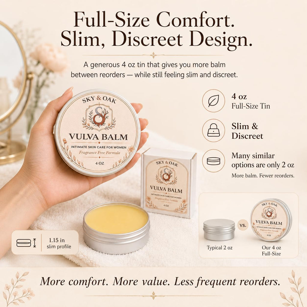 Sky and Oak Vulva Balm for Women – Premium Intimate Skin Care, Fragrance Free Vaginal Moisturizer, Soothes Dryness, Itching & Irritation, 4 oz