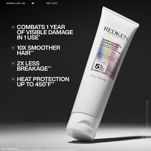 Redken Acidic Bonding Concentrate Leave-In Conditioner - Strengthens Weak Hair, Repairs Bonds & Provides Heat Protection
