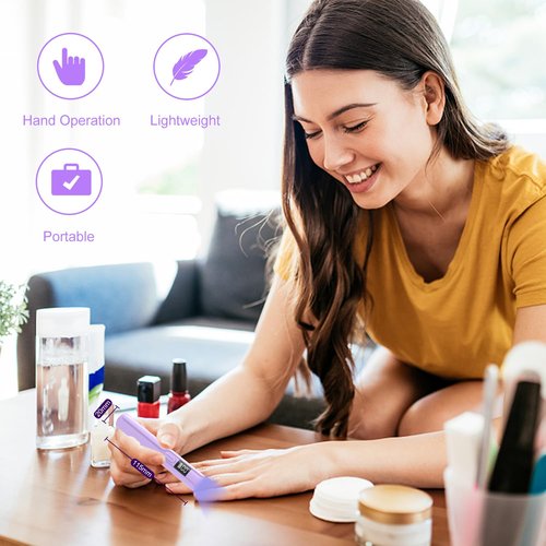 Mini UV Light for Gel Nails, Asimebesty Handheld UV Light for Nails, Portable Rechargeable Nail Dryer with 2 Timers for Fast Curing, USB Cordless LED U V Nail Lamp for Home DIY Nail Salon