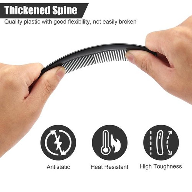 NICEMOVIC Hair Combs Bulk for Men 150 Pack, Homeless Supplies Bulk, Pocket Mens Wide Fine Tooth Beard Barber Travel Small Plastic Mini Comb Individually Wrapped for Hotel Charity Shelter (Black)