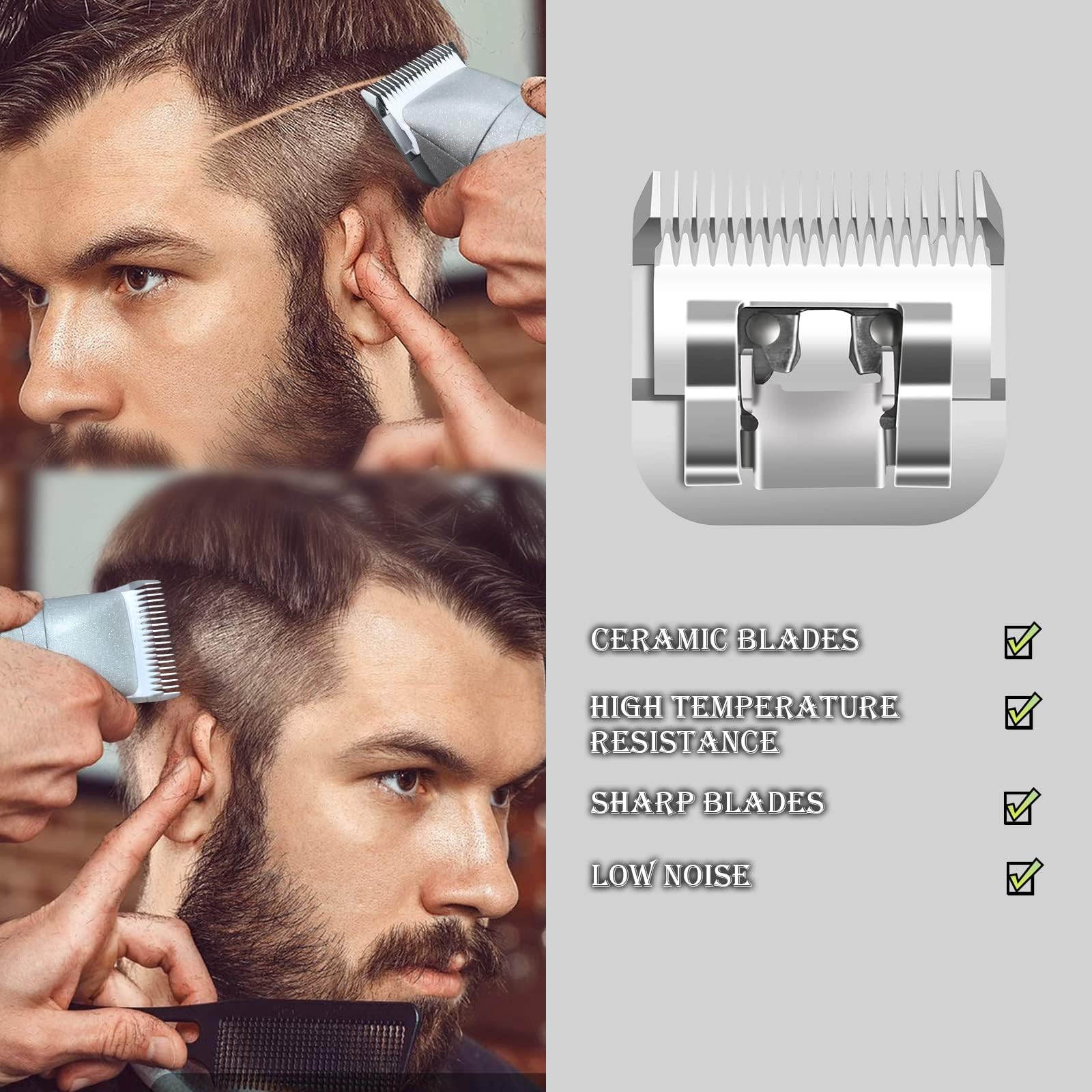 0A Detachable Replacement Ceramic Blades Set,Cut Length 3/64-Inch,compatible with Andis/oster Classic 76/Star-Teq/Power-Teq/A5 Clipper (2 Pack)