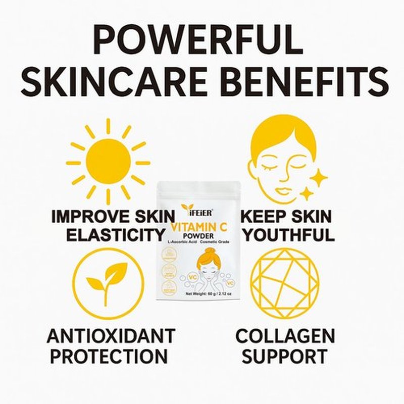 iFEiER Cosmetic Grade Vitamin C Powder for face | Nano Ultra Fine | Pure Vitamin C serum powder for Skin | 60g 2.12oz L-Ascorbic Acid VC for DIY Serum, Creams | VC for face and skin