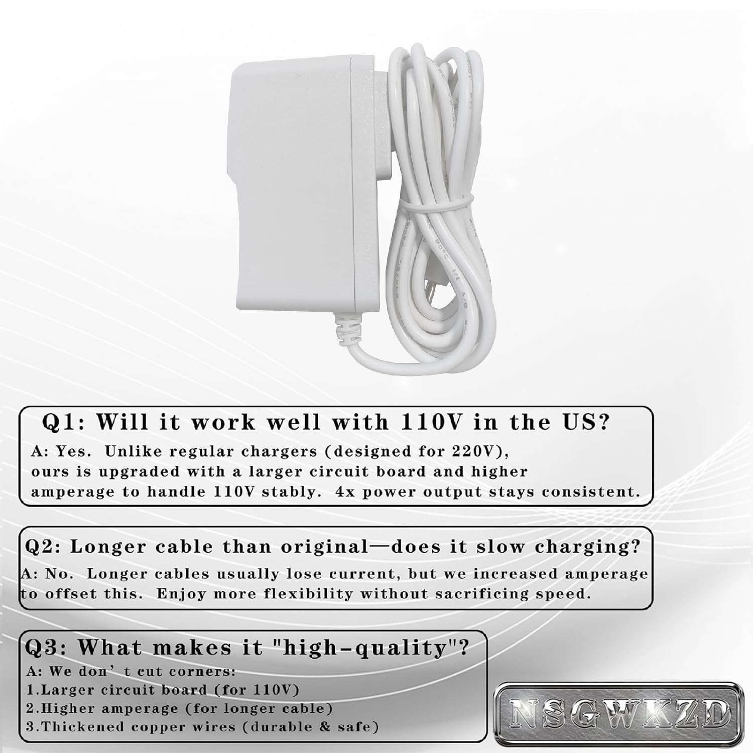 Adapter for Aura Carver AF900 AF100 Digital Picture Frame, 5V Charger Power Cord 10 ft