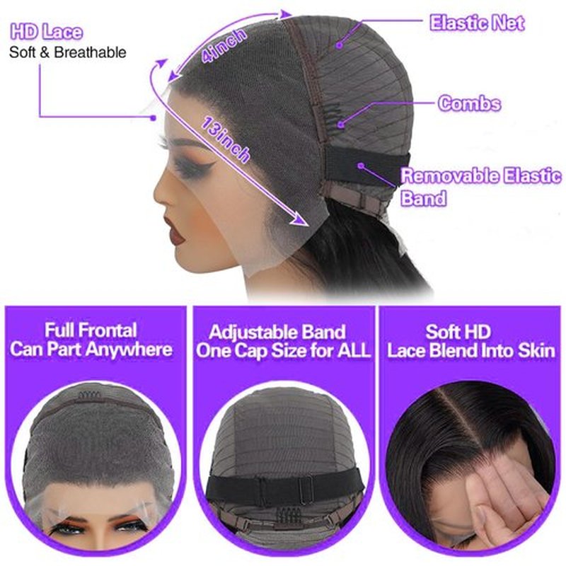 Momaksa 30 Inch Lace Front Wigs Human Hair Deep Wave 200% Density 13x4 HD Full Lace Frontal Wigs Human Hair 12A Pre Plucked Deep Wave Frontal Wig for Women Glueless Wigs Human Hair Natural Hairline