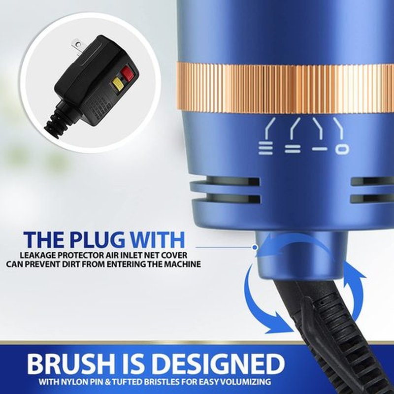 Magnifeko Round Hair Dryer Brush - Hot Air Blow Dryer Brush for Women for Hair Drying, Styling and Volumizing -(Blue)