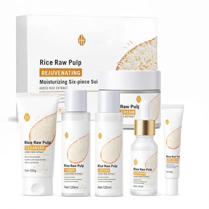 Rice Skin Care Set for Teen Girls & Women – 6-Piece Facial Care Kit with Rice Extract, Anti-Aging, Moisturizing & Nourishing Teenage Skincare Gift Set for Glass Glowing, Hydrated Skin