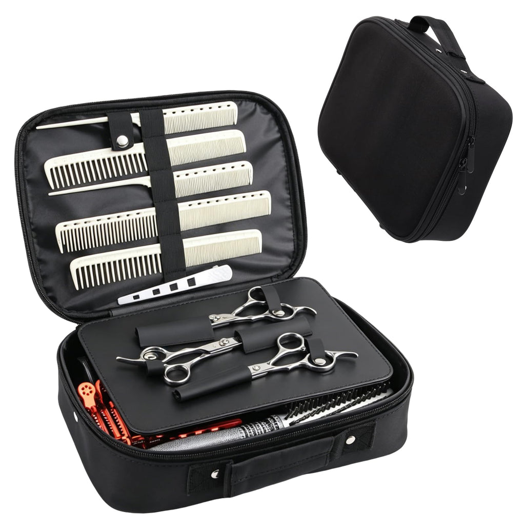 Barber Bag Hard Shell Barber Case, Clipper Case for Barbers with Shoulder Strap, Barber Travel Case Organizer for Clippers & Supplies, Hair Tool Bag Barber Accessories Storage, Black