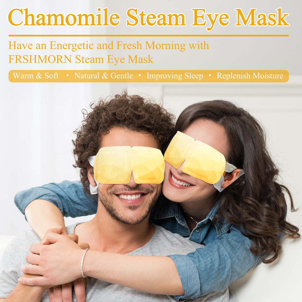 FRSHMORN 32Packs Steam Eye Mask, Heated Eye Mask for Sleeping, Warm Compress for Eyes, Self Heating Disposal Steam Mask for Home Sleep, Office, Spa, Travel Essentials Mothers Day Gifts (Chamomile)