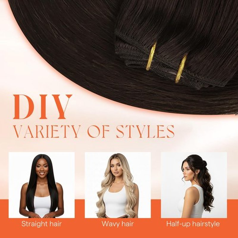 Sunny Hair Clip in Hair Extensions Real Human Hair 120g Remy Hair Clip in Extensions for Women Human Hair Extensions Dark Brown 18 Inch