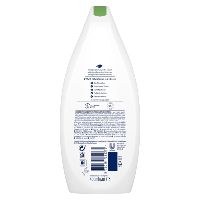 Unilever Dove Care By Nature Awakening Shower Gel, Body wash with Green Tea and Flowers Extract, Natural Origin Ingredients, Clean, Soften, Hydrate Skin, Plant-Based Moisturizers 400ml (13.5 fl oz)