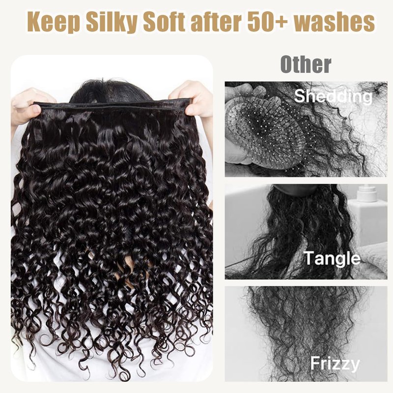 VipHonor 15A Raw Bundles Human Hair Deep Wave Human Hair Bundles,18 Inch Indian Curly Bundles Human Hair No Synthetic Blend,Thick without Split End Tangle Free Shedding Free Triple Lifespan