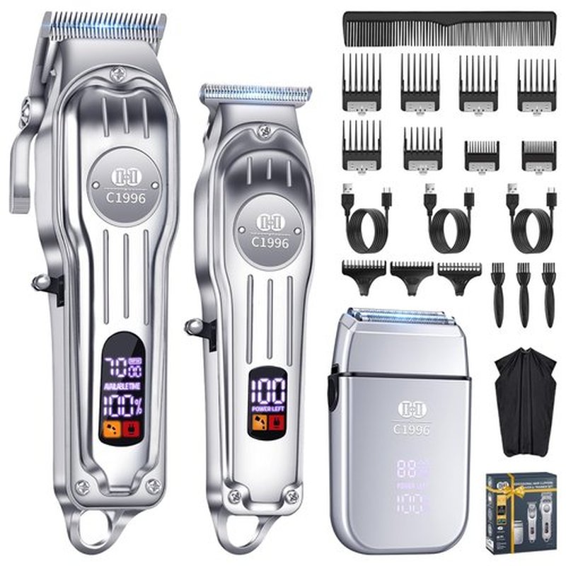 CIICII Mens Hair Clippers and Trimmers Set, Professional Cordless Barber Clippers for Hair Cutting Kit (Electric Razor Shavers & Beard/Hair Trimmer Haircut Kit) Clippers for Men DIY Home Salon