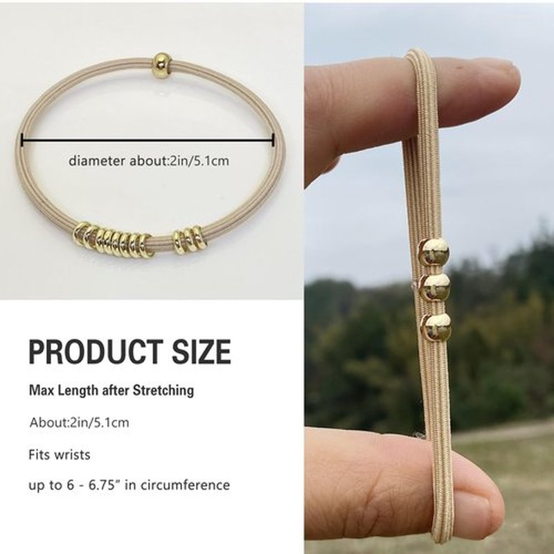 Blonde Boho Hair Ties Bracelet, Cute Ponytail Holders with Gold Bead Jewelry for Women, Trendy Elastic Hair Accessories for Thick, Thin, Curly Hair (Beige)