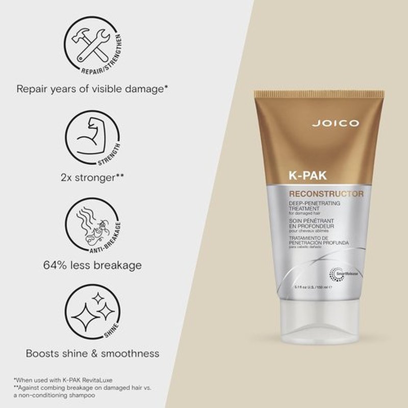 Joico K-PAK Reconstructor Treatment - Deep Repair for Severely Damaged Hair | Strengthen & Fortify Strands with Keratin & Arginine