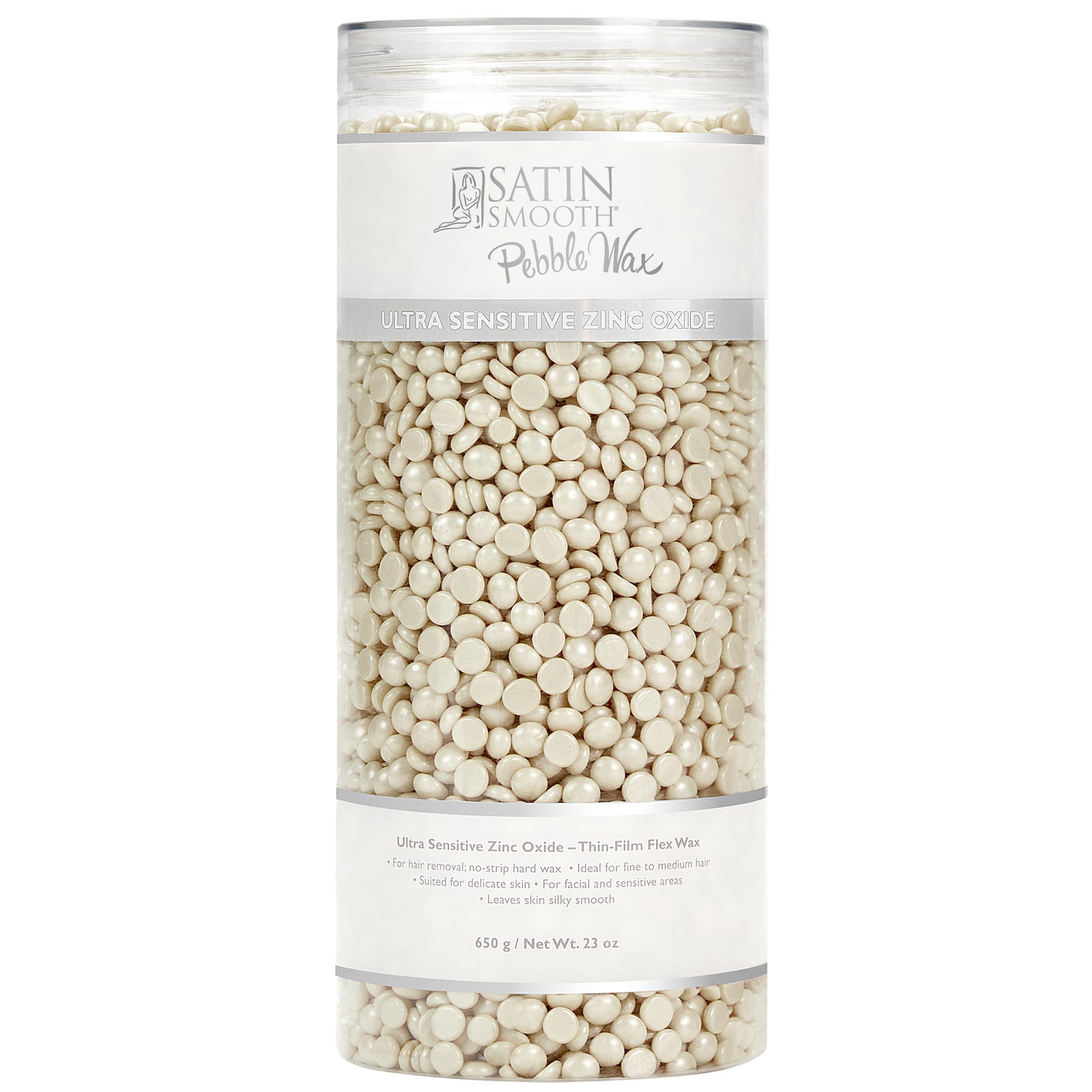 Satin Smooth, Hair Removal Wax, Thin Film Flex Pebbles Wax™, Ultra Sensitive Zinc Oxide Hard Wax Beads for Hair Removal, Ideal for Face & Bikini Area, 23 oz