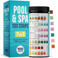 JNW 7-in-1 Pool Test Strips, 100 Quick & Accurate Test Strips for Pool Water, Spa Test Strips for Hot Tub, Chlorine Test Strips, Bromine, pH, Alkalinity, Hardness & More - Swimming Pool Test Kit
