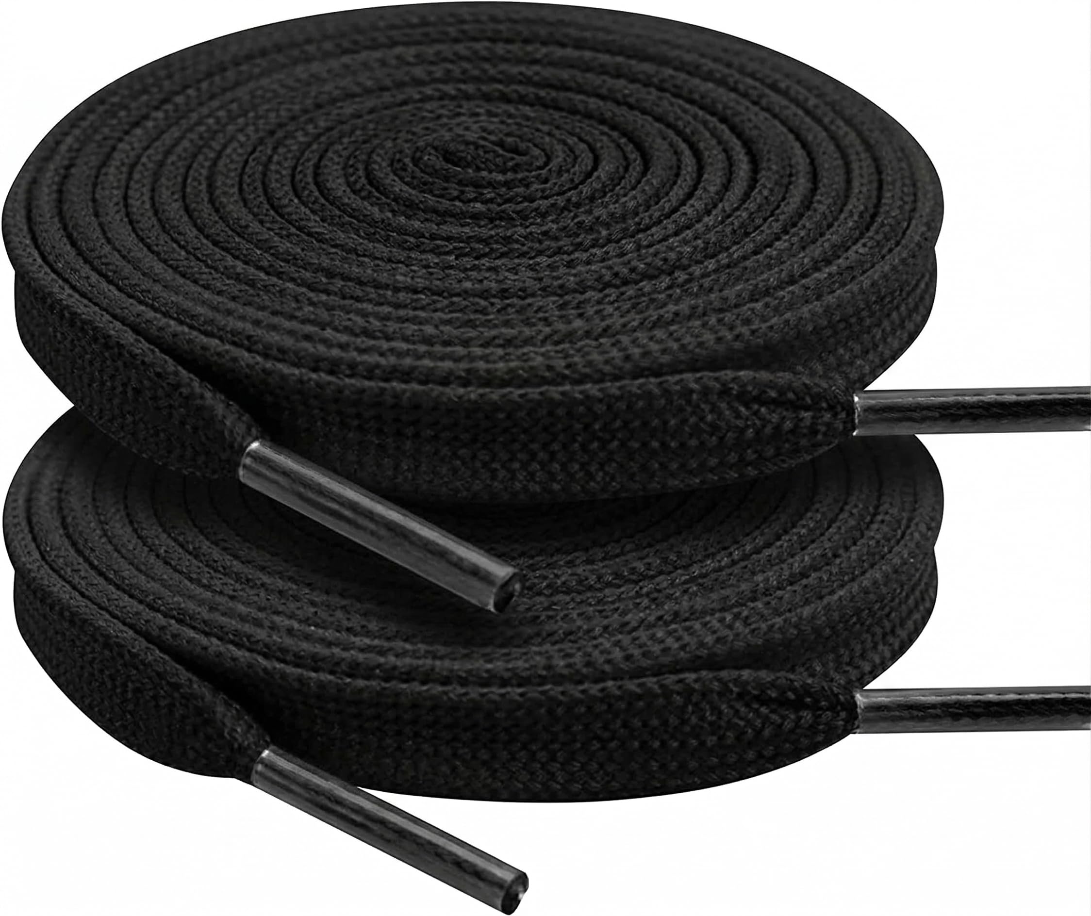 Lukibrivi 2 Pair Flat Elastic Shoe laces 5/16" Wide Shoelaces for Athletic Running Sneakers Shoes Boot Strings, Athletic Shoelaces in 47"-55" for Sports Shoes (Black, 55")