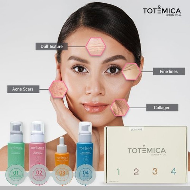 TOTEMICA Skin Care Set | 4-Step Ritual Kit - Cleanser, Toner, Serum & Moisturizer for Dry Skin - Vegan & Cruelty-Free