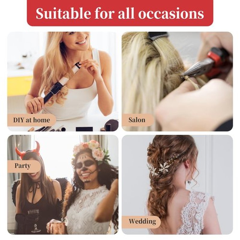Fedmut Hair Extension Tools Kit, 5 Colors 1000Pcs Micro Silicone Rings Beads with Hair Extension Remove Pliers, Pulling Hook, Threads, Needle for Hair Extensions Hair Styling