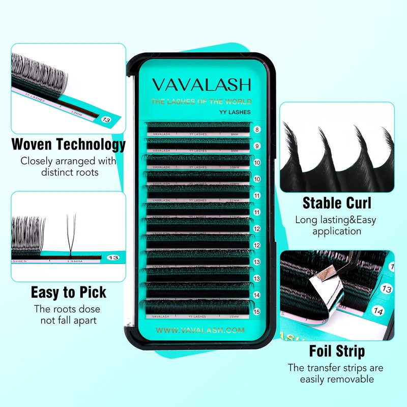 VAVALASH U Lash Extensions D Curl 0.07mm 8-15mm Mix Tray 2D UU Lash Fans Eyelash Extension U Shaped Natural Wispy Volume Lashes Extension Soft Matte Black Lashes (UU-0.07-D-8-15mm)